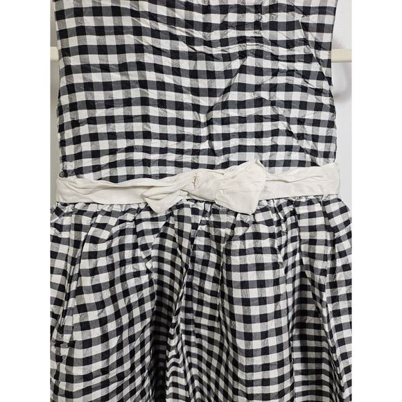 Perfectly Dressed Girl's Black And White Plaid Dress Size 6X Bow Tie - Picture 2 of 9
